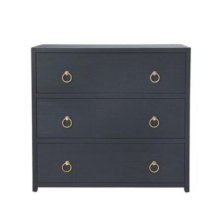 Homeroots 34" Navy Blue Three Drawer Standard Chest 389815