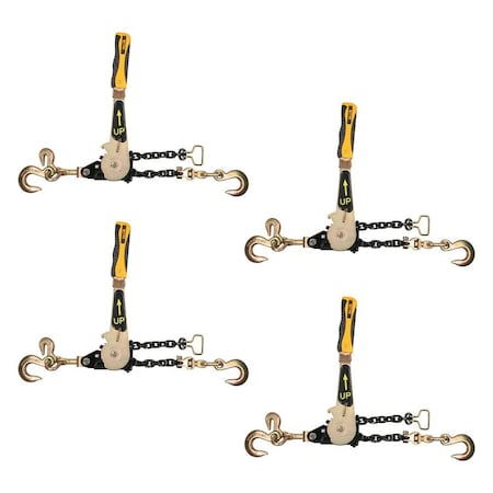 Mytee Products Easy Ratchet Chain Load Binder with 5/16in Grab & 3/8in Slip Hook #5400 WLL, 4PK CB-AEZ-C-SGHx4