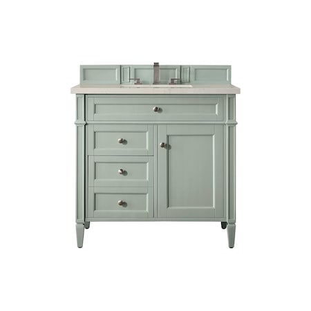 James Martin Vanities Brittany 36" Single Vanity, Sage Green, w/ 3 CM Siberian Silestone Top 650-V36-SGR-3SFR