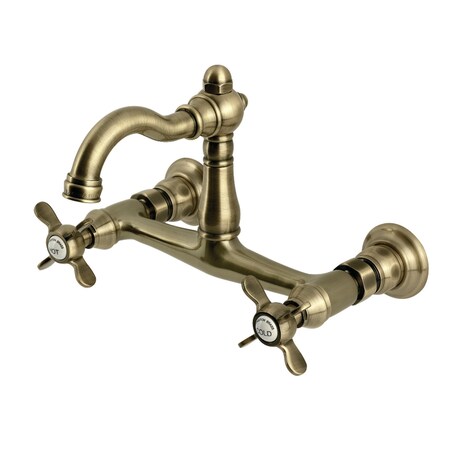 Kingston Brass Two-Handle Wall Mount Bridge Kitchen Faucet, Antique Brass KS3253BEX