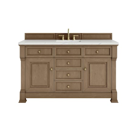 James Martin Vanities Brookfield 60 in. Single Vanity, Pecan w/ 3 CM Ethereal Noctis Silestone Top 547-V60S-PCN-3ENC