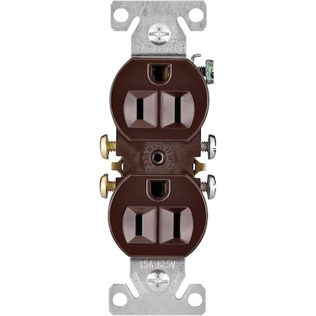 Eaton Wiring Devices Duplex Straight Blade Receptacle, 5-15R, 15 A, 125V AC, 2 Pole, 3 Wire, Flush Mount, Grounded 270B