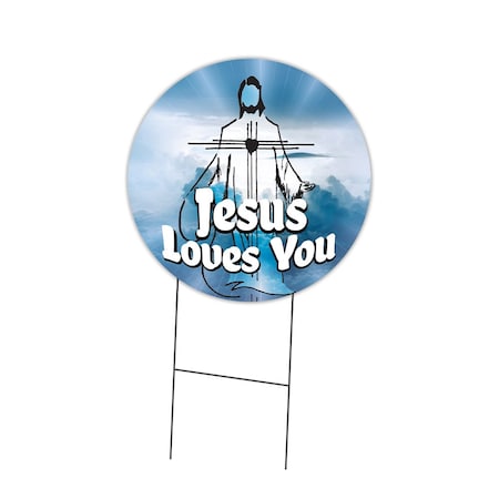Signmission Jesus Loves You Double Sided Corrugated Plastic Circle Yard Sign C-16-CIR-DS-WS-Jesus Loves you