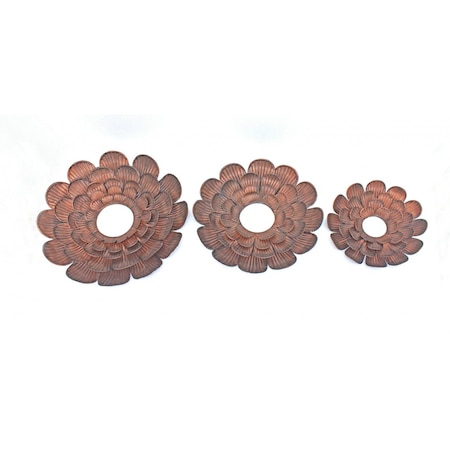 Homeroots Set of Three Copper Novelty Metal Framed Accent Mirror, 3PK 274494