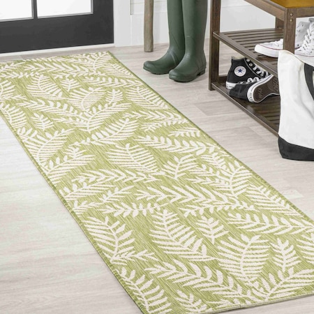 Jonathan Y Nevis Palm Frond Green/Cream 2 ft. x 8 ft. Indoor/Outdoor Runner Rug SMB119D-28