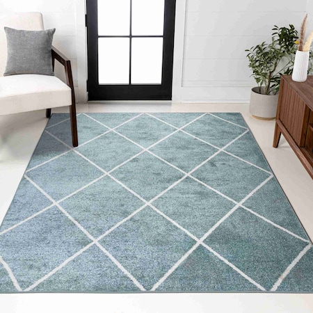 Jonathan Y Cole Minimalist Diamond Trellis Light Blue/White 4 ft. x 6 ft. Area Rug SEU102C-4