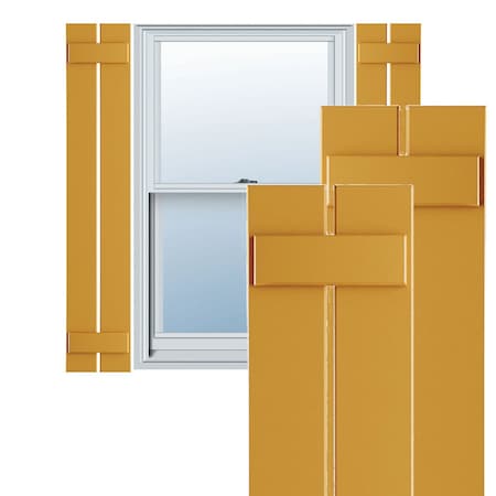 Ekena Millwork True Fit PVC, Two Board Spaced Board-n-Batten Shutters, Turmeric, 11 1/4W x 72H, PR TFP101SBF11X072TU