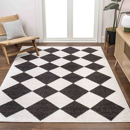 Jonathan Y Draper Classic Geometric Diamond Pattern White/Charcoal 3 ft. x 5 ft. Area Rug ATH100A-3