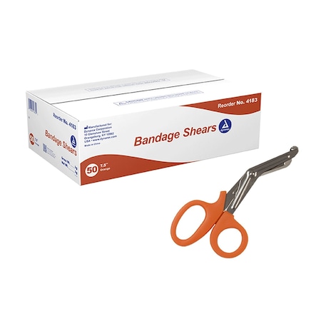 Dynarex Bandage Shears, 7.5", Orange, 50PK 4183-BX