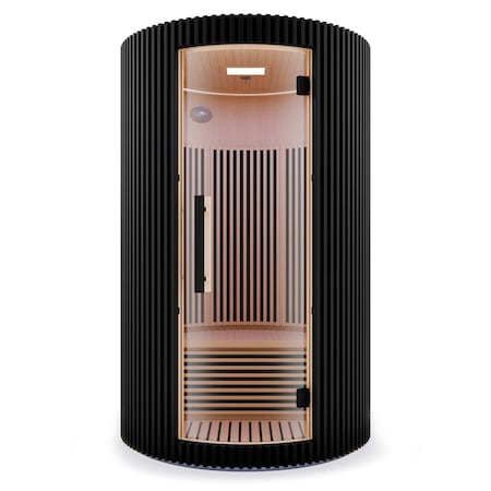 Saunaspa Round Infrared Sauna, Canadian Hemlock Wood, Red Light Heater, Glass Door MNSC0025-0SBK