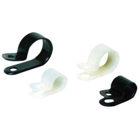 Dolphin Components Cable Clamp, Nylon 6/6, 3/8 in Bundle Dia., Black, 100 PK DC-3/8NB