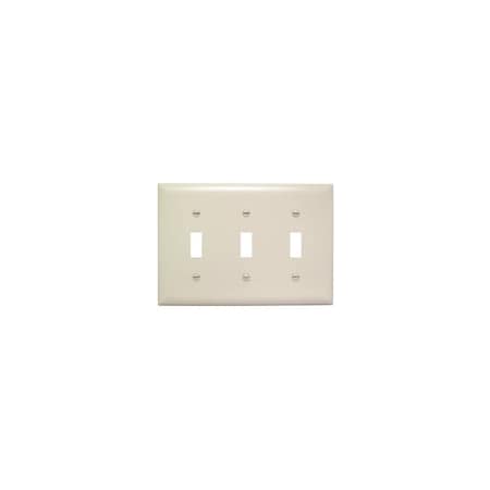 Pass & Seymour TradeMaster TP Wallplate, 4.6875 in L, 6.563 in W, 3 -Gang, Plastic, Light Almond TP3LACC12