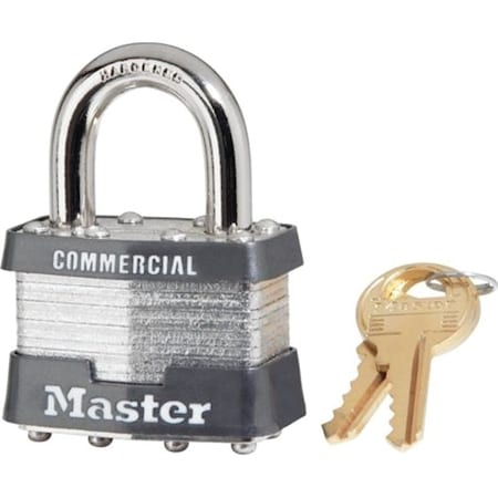 Master Lock Padlock, Keyed Alike Key, Open Shackle, 3/8 in Dia Shackle, 1 in H Shackle, Steel Body, Laminated 5KA A549