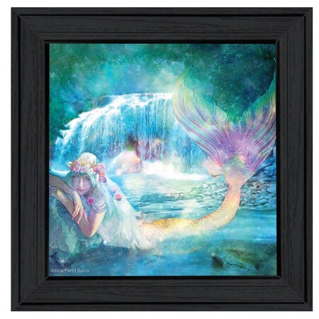 Homeroots Woodland Cove Mermaid 1 Black Framed Print Wall Art 404638