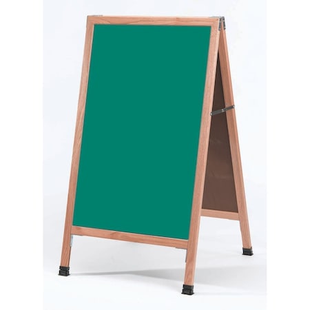 Aarco A-Frame Sidewalk Board, Green Porcelain Chalkboard and Solid Red Oak Frame, 42''Hx24''W A-1SG