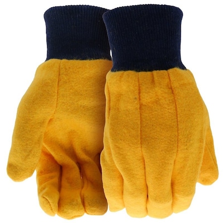 Boss Chore Series Work Gloves, L, Clute Thumb, Knit Wrist Cuff, Cotton/Polyester Flannel, Yellow B62142-L