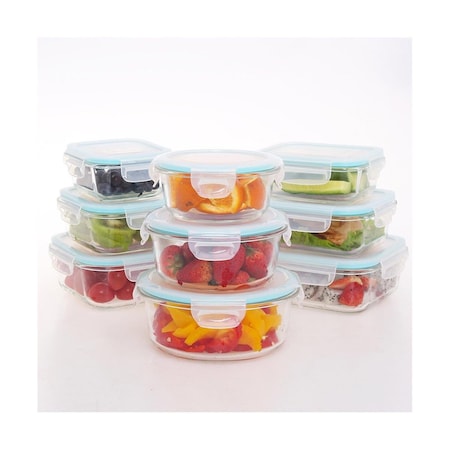 Ailtec Flat Lid Nine-Container High Borosilicate Glass Food Storage Set - 18 Piece 903