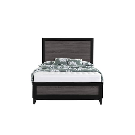 Homeroots Black And Gray Inlaid Panels Full Bed Frame 564762