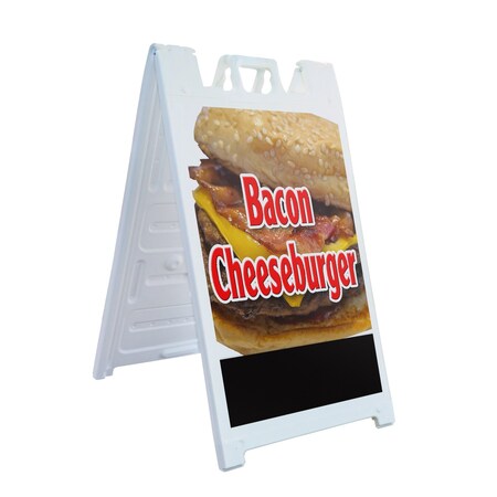 Signmission Bacon Cheeseburger, A-Frame & 2 Decals Installed, Heavy-Duty Plastic Frame SBHD-D-2436-Bacon Cheeseburger