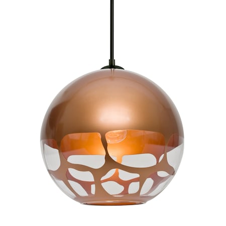 Besa Lighting Besa Rocky Pendant, Copper, Black Finish, 1x 9W LED 1JT-ROCKYCP-LED-BK