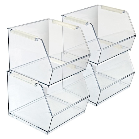 Azar Displays Small Clear Stackable Bin, 4PK 556710-4PK