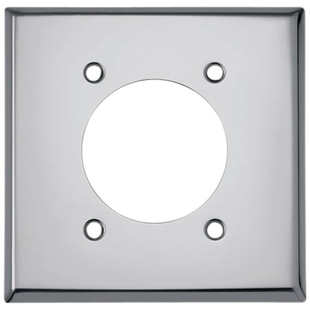 Eaton Wiring Devices Power Outlet Wallplate, 4-1/2 in L, 4-9/16 in W, 2 -Gang, Chrome, Silver, Chrome 68-BOX