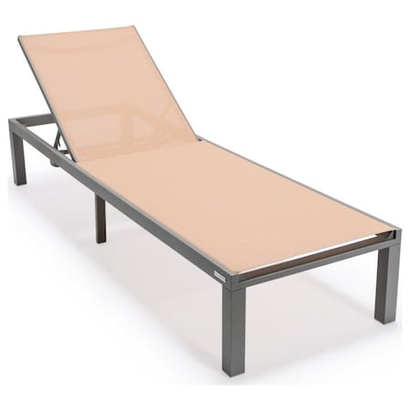 Leisuremod Marlin Patio Chaise Lounge Chair with Grey Aluminum Frame, Light Brown MLGR-77LBR