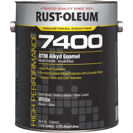 Rust-Oleum Interior/Exterior Paint, Semi-gloss, Oil Base, White, 1 gal 7290402