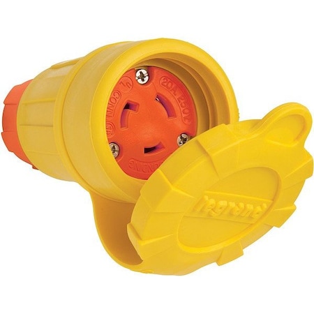 Pass & Seymour Locking Connector, L6-20R, 20 A, 250V AC, Single Phase, 2 Pole, Screw Terminals, Yellow 27W48AM