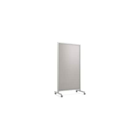 Ghent EZ Mobile Glassboard, Aluminum Frame, Non-Magnetic, 75''H x 38''W, Gray EZ1NA7538GY