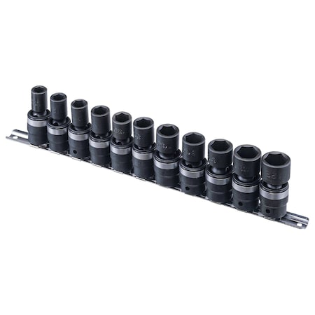 Genius Tools 11PC 1/2in Dr. Metric Swivel Impact Socket Set TG-411M