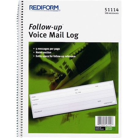 Rediform FollowUp Voice Mail Log Book, White RED51114