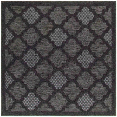 Homeroots 5' Charcoal And Black Square Trellis Indoor Outdoor Area Rug 545552
