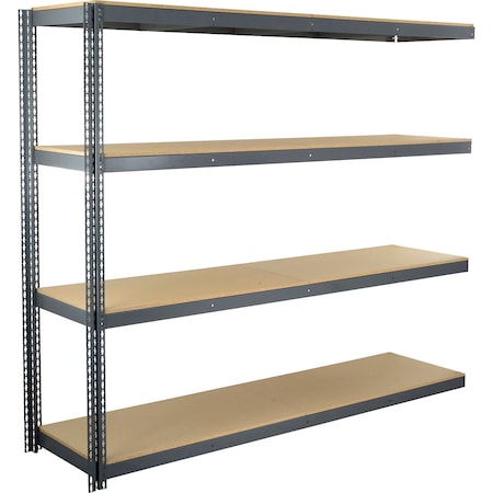 Global Industrial 4 Shelf, Standard Duty Boltless Shelving, Add On, 96"W x 18"D x 72"H, Wood Deck B3170856