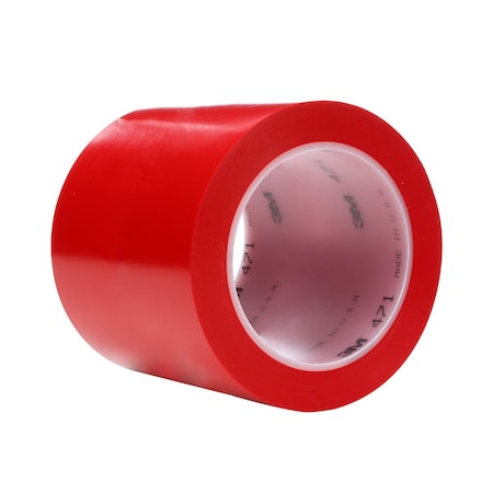 3M Floor Marking Tape, vinyl, Solid, Red, 4 in W., 5.2 mil Thickness 471