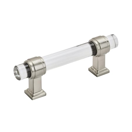 Amerock Glacio 3 in 76 mm Center-to-Center Clear/Satin Nickel Cabinet Pull BP36659CG10