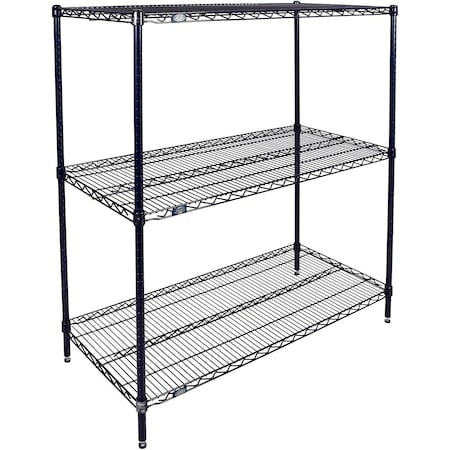 Global Industrial Nexel 3 Shelf, Nexelon Blue Wire Shelving Unit, Starter, 36"W x 24"D x 54"H B3151619