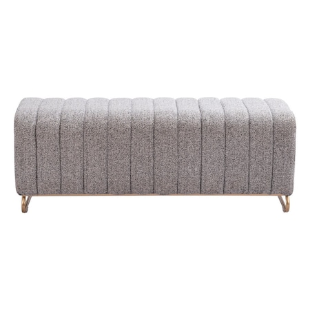 Homeroots 48in Gray and Gold Upholstered Bench 668854