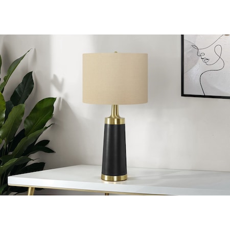 Monarch Specialties Lighting, 28 in.H, Table Lamp, Black Metal, Beige Shade, Contemporary I 9623