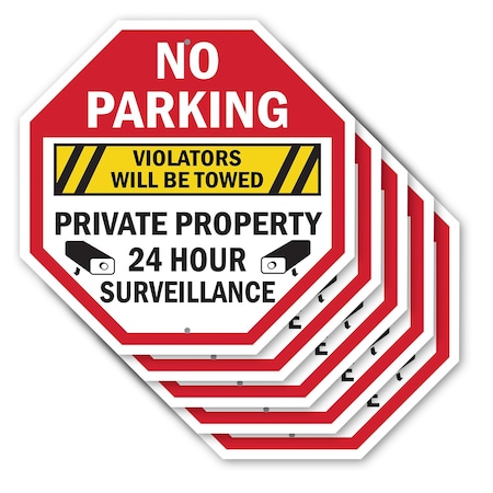 Signmission No Parking Violators Will Be Towed, 10 inch X 10 inch, Aluminum Metal Signs, 5PK OC-A-5Pack-10-85