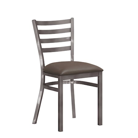 Flash Furniture HERCULES Silver Antique Finish with Clear Coat Ladder Back Metal Restaurant Chair - Mocha Vinyl Seat XU-DG694BLAD-CLR-MCHV-GG