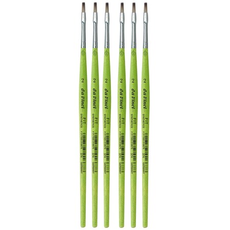 Da Vinci FIT Synthetics Student Brush, Synthetic, Acrylic & Tempera, Flat, Series 374, Size 2, 6PK VA-374_2