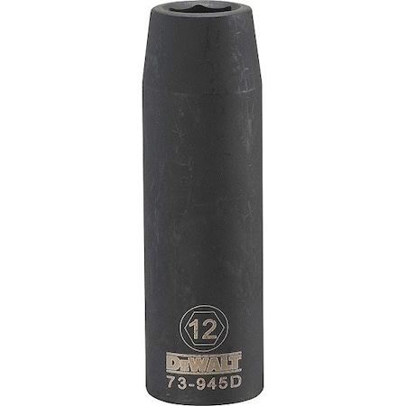 Dewalt Deep Impact Socket, 6 Pt 1/2in, 12 mm DWMT73945OSP