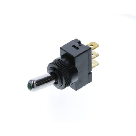 Switch Components Wedge Toggle, 3P SPST OFF-ON, Green LED TE3-1A-DC-1-GL