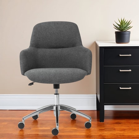 Homeroots Dark Gray and Silver Aluminum and Fabric Adjustable Swivel Rolling Conference Office Chair 544973