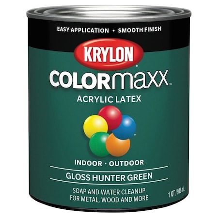 Krylon Paint, Gloss, Hunter Green, 32 oz, 100 sq-ft Coverage Area K05642007