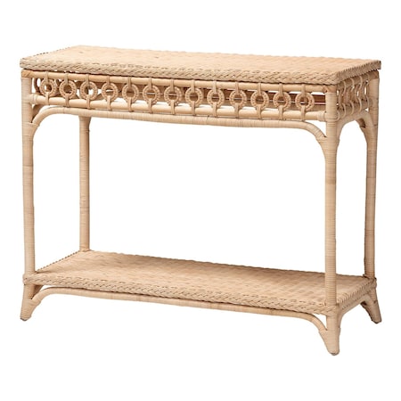 Bali & Pari Oxford Braided Natural Rattan Console Table 259-14171-ZORO