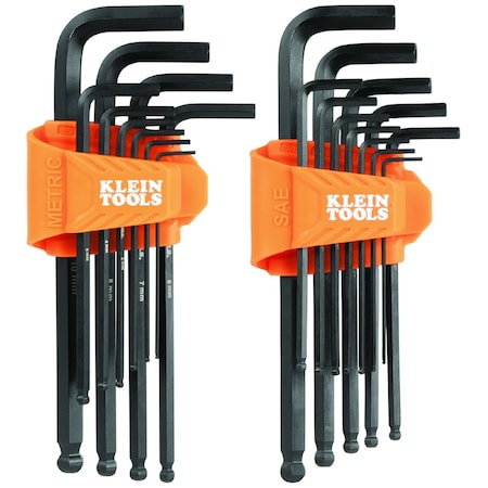 Klein Tools Hex Key Set, Long Ball End, SAE/Metric, 22P BLS22
