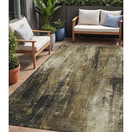 Homeroots 5' X 8' Beige And Taupe Abstract Washable Indoor Outdoor Area Rug 617645