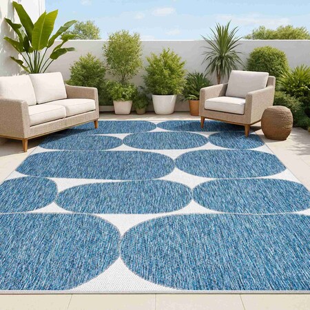 Jonathan Y Rayna Modern Geometric Organic Shapes Navy/Cream 4 ft. x 6 ft. Indoor/Outdoor Area Rug TSN305B-4